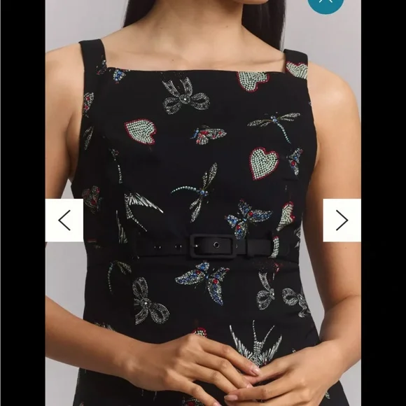 By ANTHROPOLOGIE Sleeveless Boat Neck Print Mini Dress - Picture 3 of 4